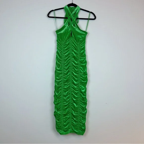 Dresses | Afrm Colleen Ruched Sleeveless Corduroy Criss Cross Halter Dress  Fern Green Xs | Poshmark